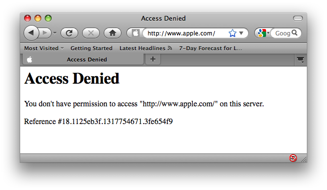 Apple's website returning a HTTP 403 Forbidden error