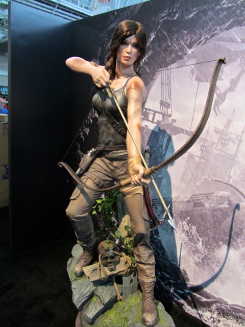 A life-size statue of Lara Croft