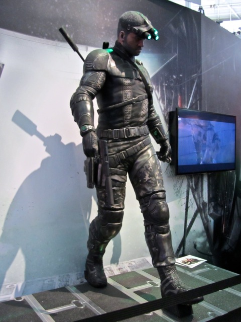 A life-size statue of Sam Fisher